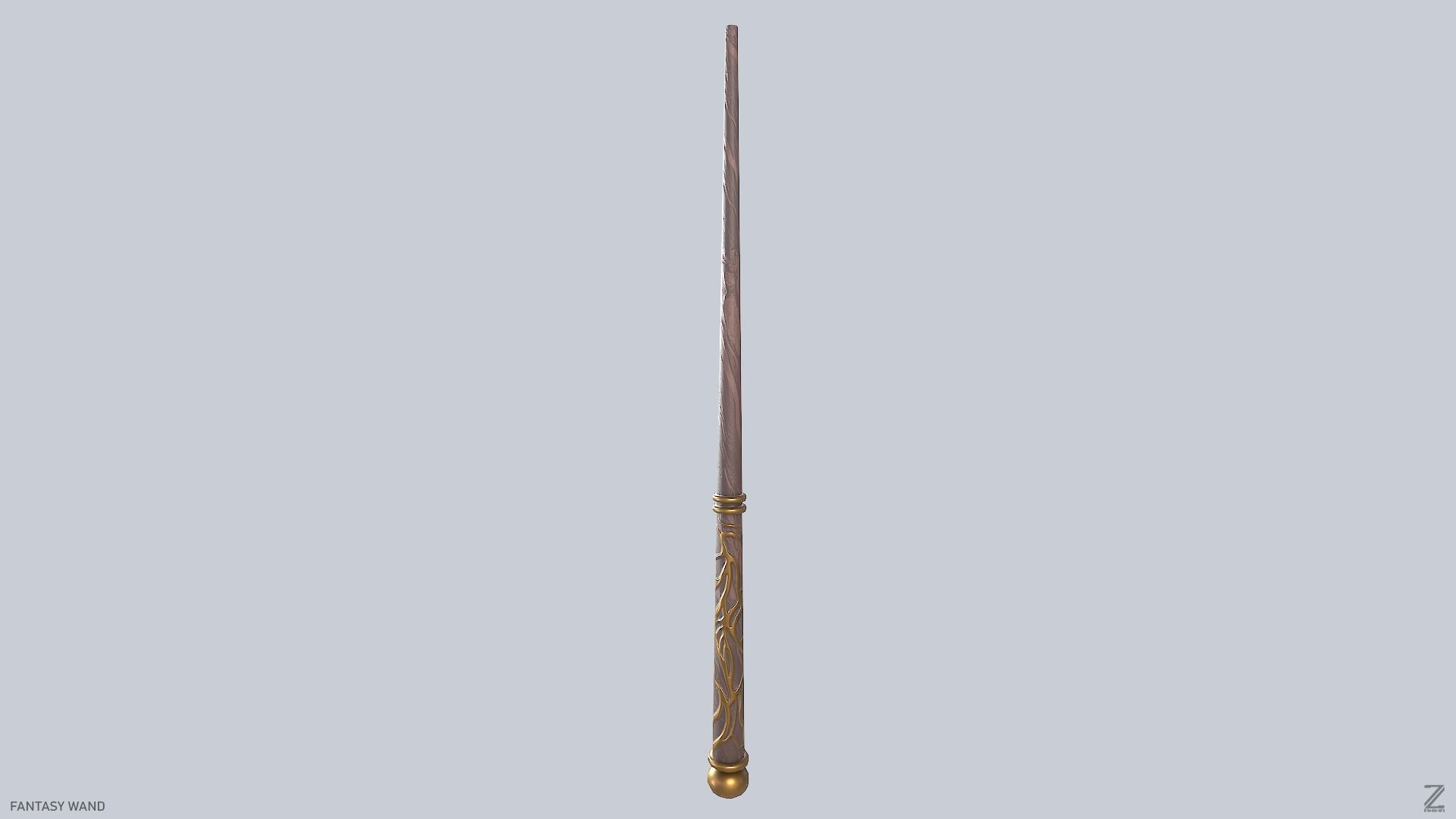 Fantasy wand Low-poly 3D model_2