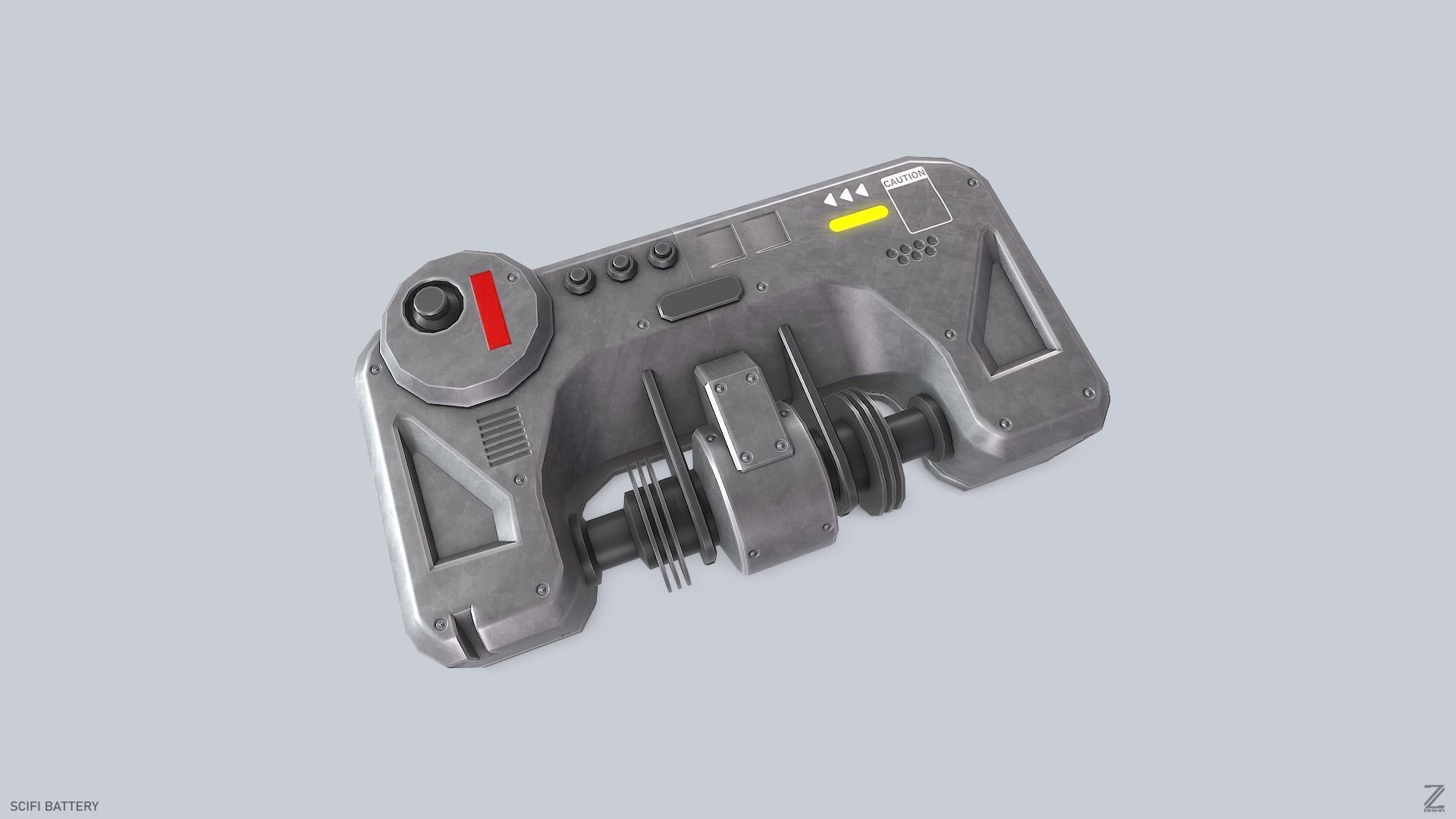 Scifi battery Low-poly 3D model_7