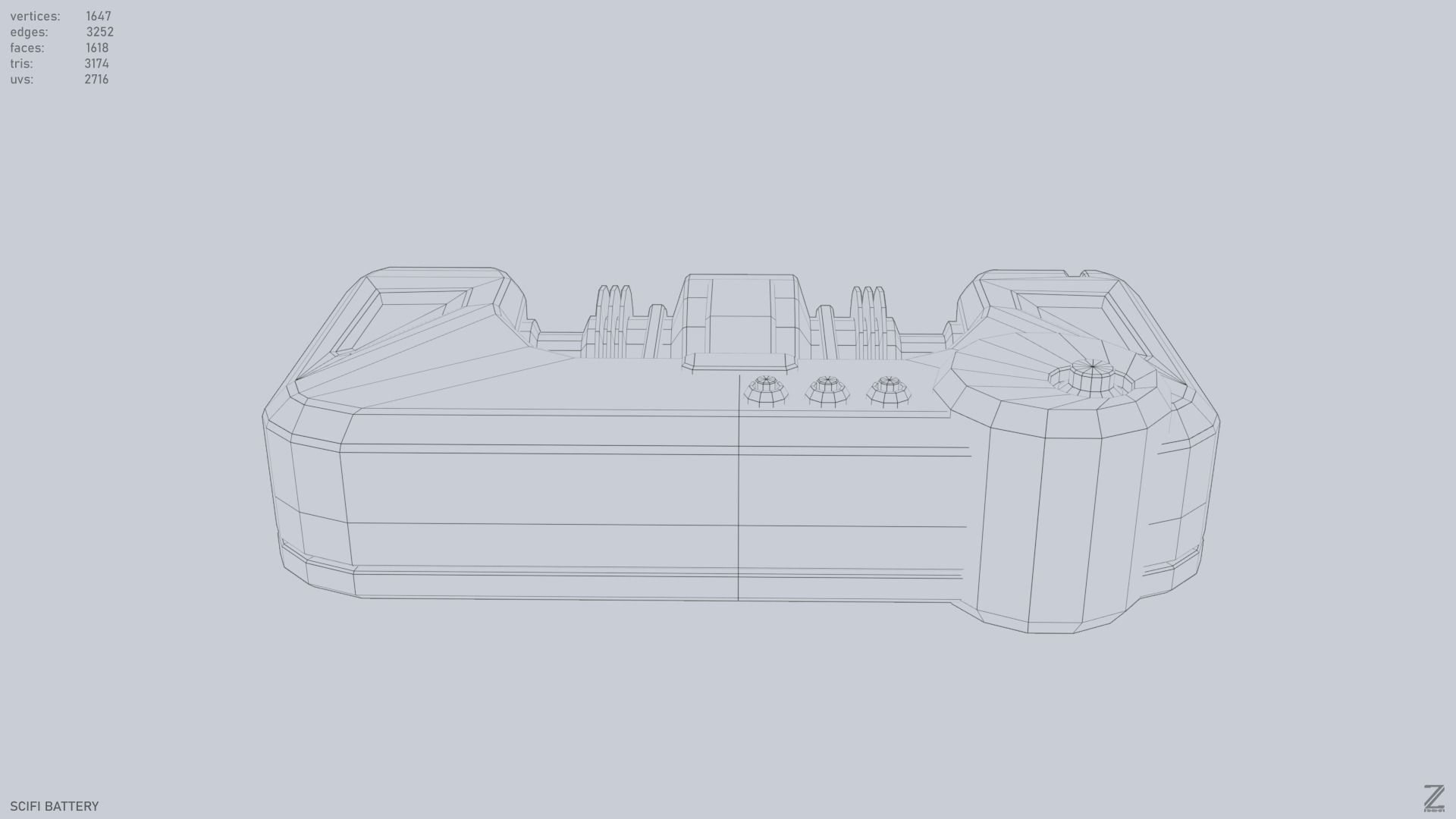 Scifi battery Low-poly 3D model_14