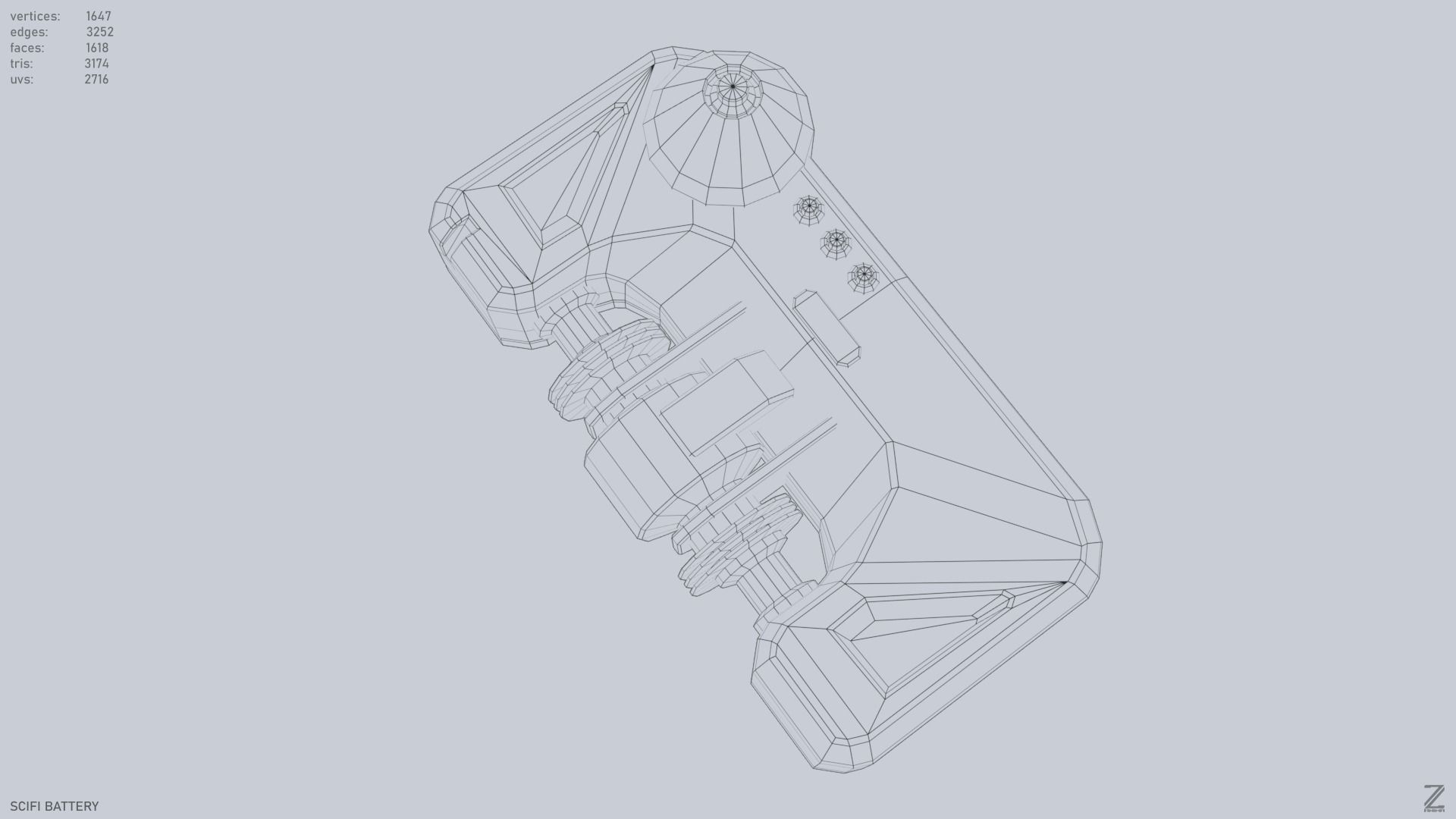 Scifi battery Low-poly 3D model_10