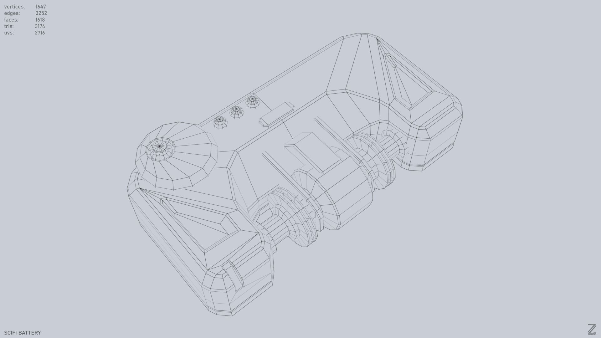 Scifi battery Low-poly 3D model_11