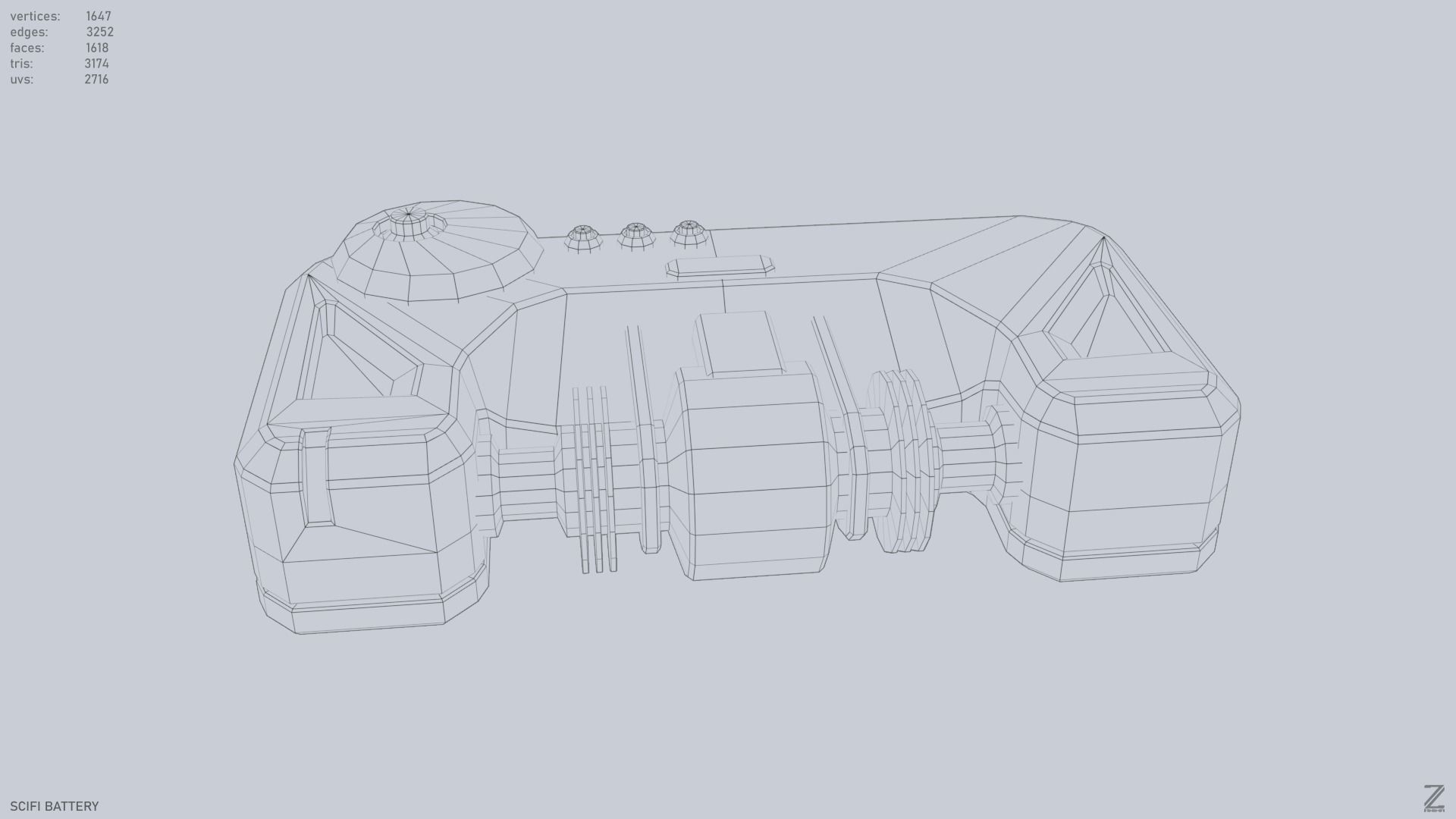Scifi battery Low-poly 3D model_15