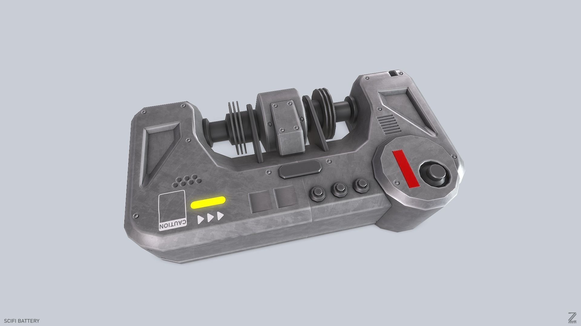 Scifi battery Low-poly 3D model_5