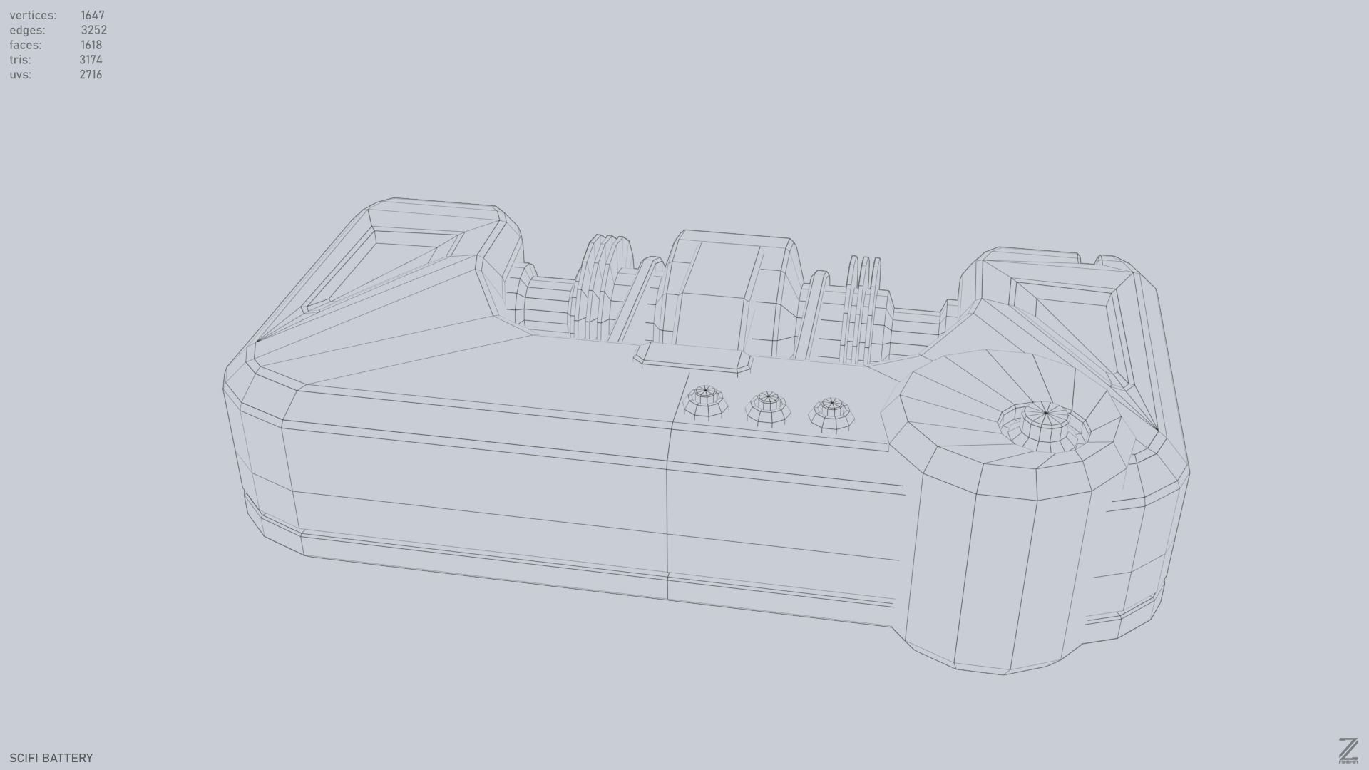 Scifi battery Low-poly 3D model_12