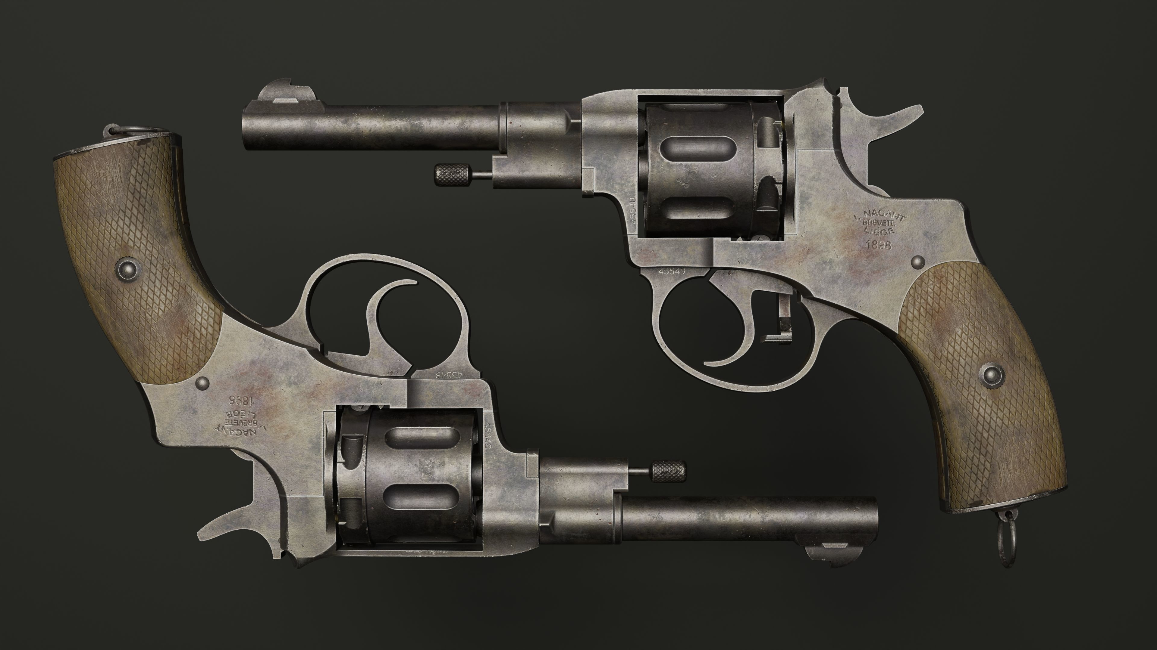 Nagant 1898 Low-poly 3D model_5
