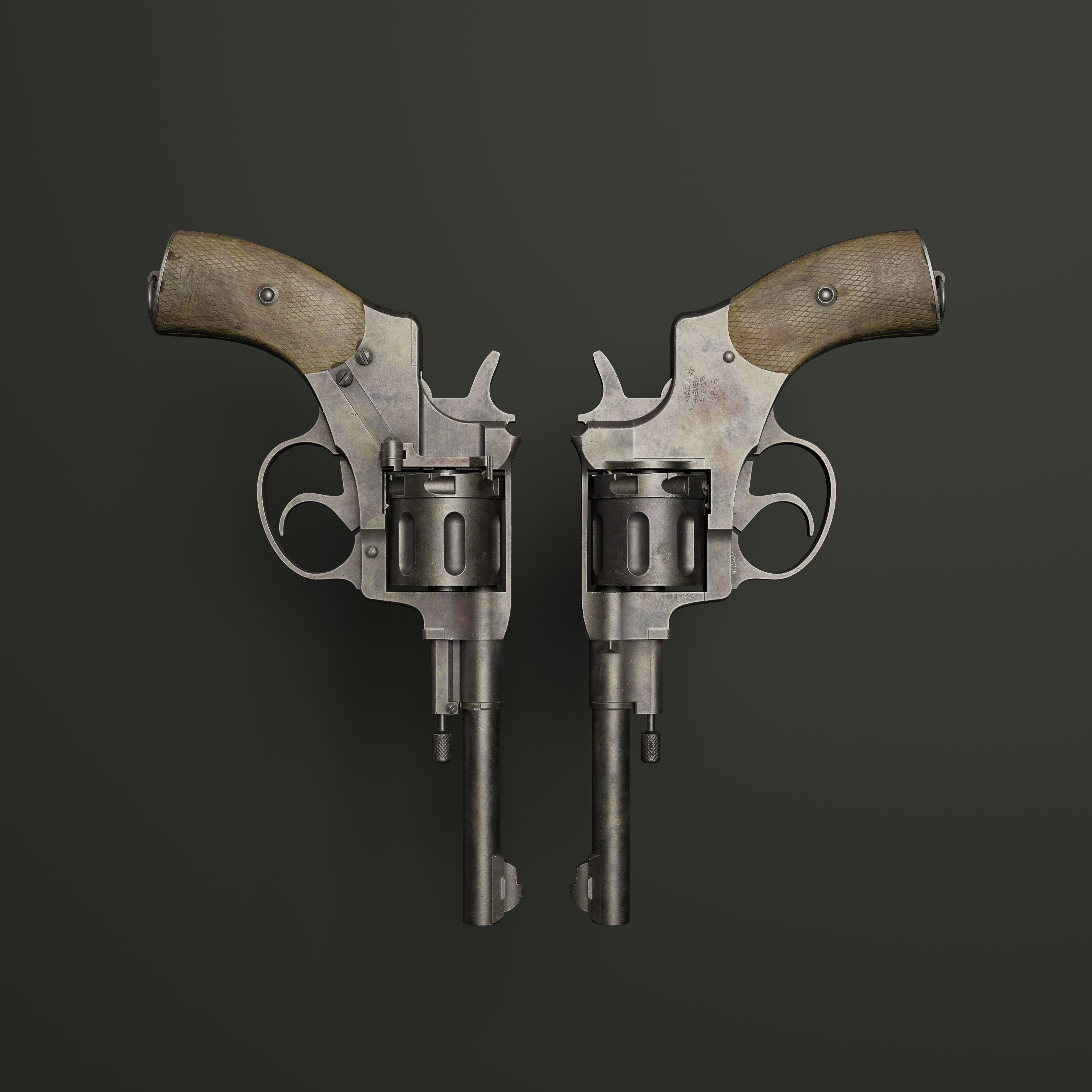 Nagant 1898 Low-poly 3D model_3
