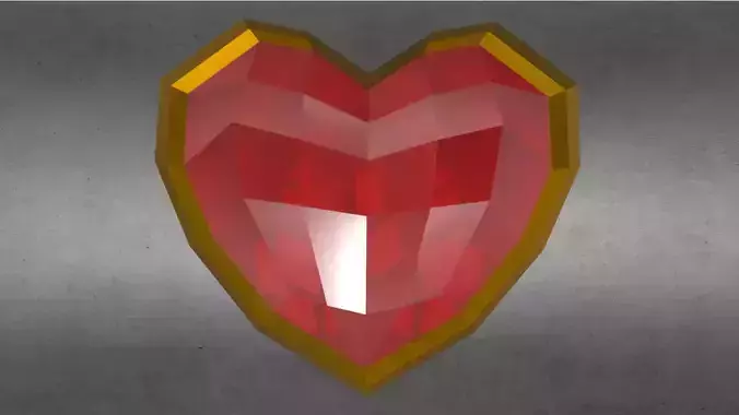 Crystal Heart - Detailed Cubic With Ring RE-MODELED