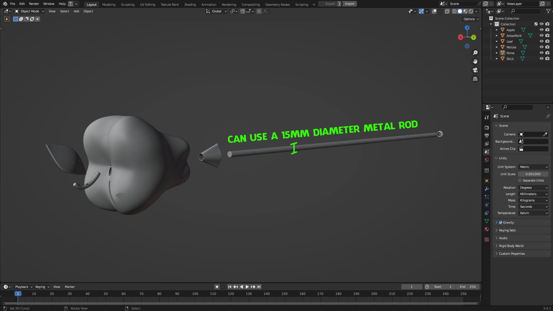 Hazbin Hotel Lucifer Morningstar Apple Staff for Cosplay 3D print model_12