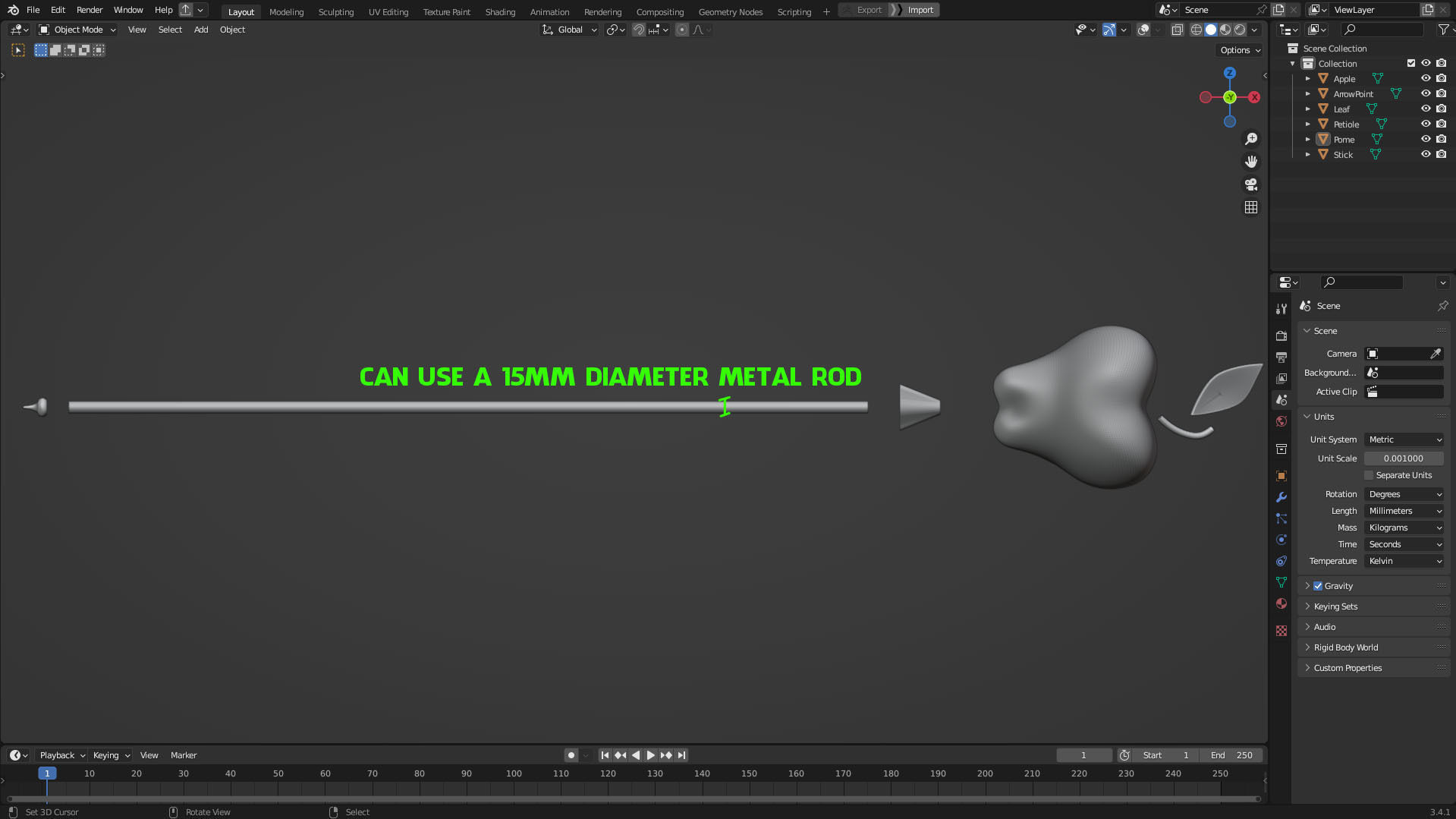 Hazbin Hotel Lucifer Morningstar Apple Staff for Cosplay 3D print model_10
