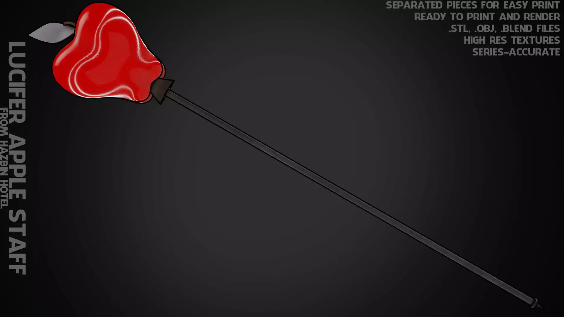 Hazbin Hotel Lucifer Morningstar Apple Staff for Cosplay 3D print model_0