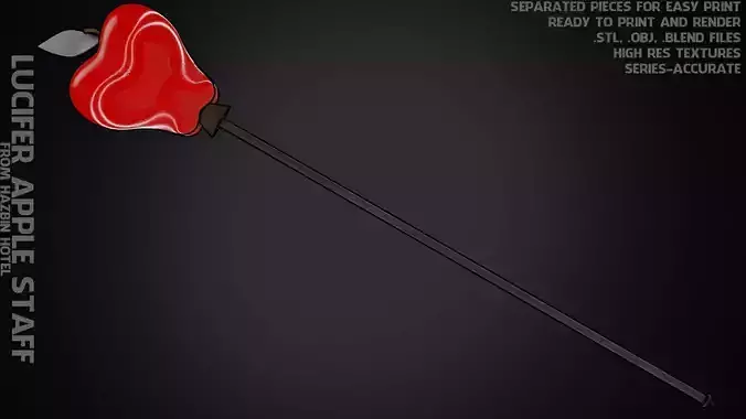 Hazbin Hotel Lucifer Morningstar Apple Staff for Cosplay 3D print model