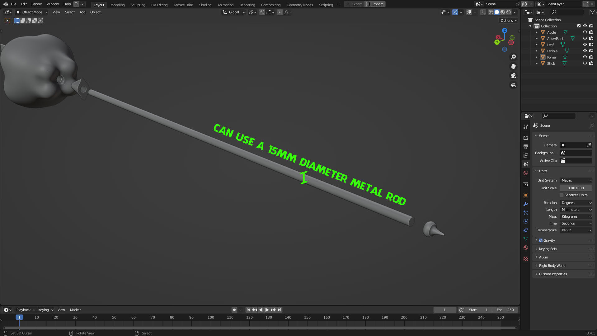 Hazbin Hotel Lucifer Morningstar Apple Staff for Cosplay 3D print model_13