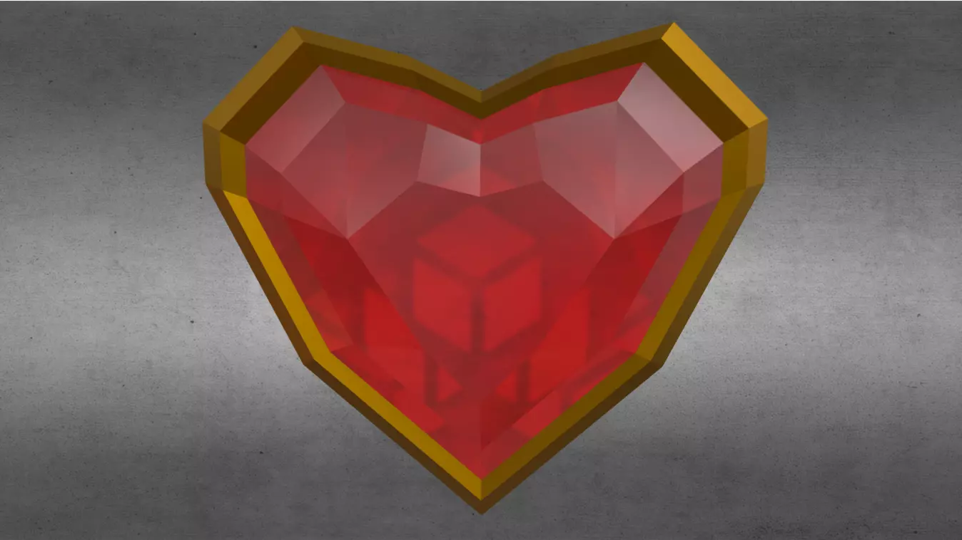 Crystal Heart - Mini-Cubic With Ring 3D model_0