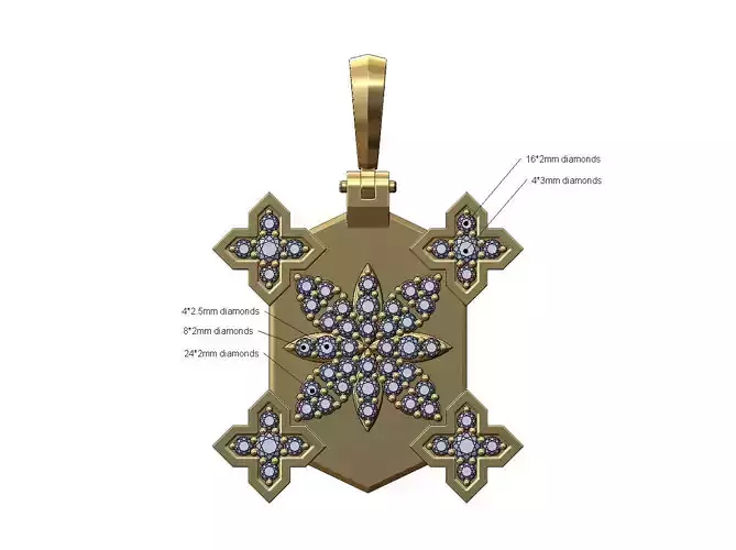 Square flower diamond pedals Moroccan star corners pendant