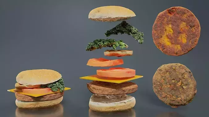 Home Made Hamburger 3D model 7