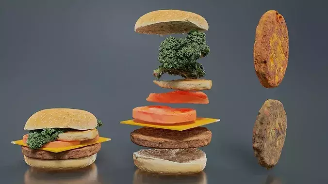 Home Made Hamburger 3D model 4