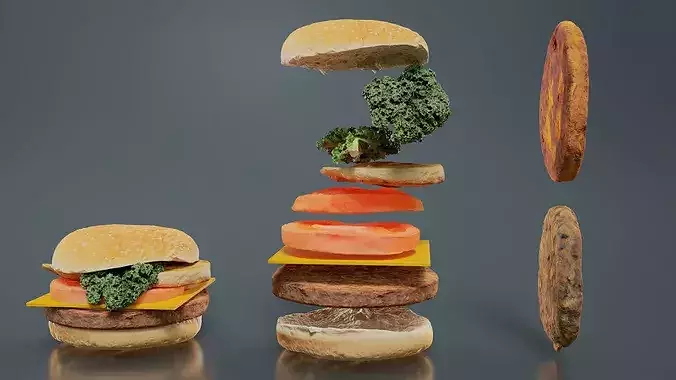 Home Made Hamburger 3D model 5