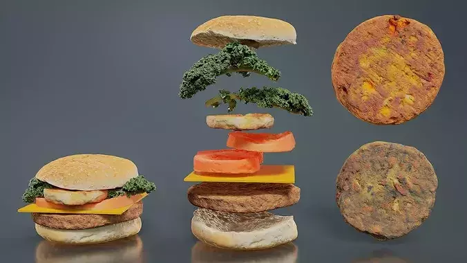 Home Made Hamburger 3D model 2