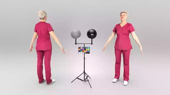 Nurse in pink uniform ready for animation 447