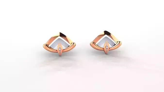 Ultra Light weight Plain Gold Studs Earrings 3dm stl obj ply 3mf