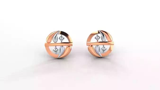 Ultra Light weight Plain Gold Studs Earrings 3dm stl obj ply 3mf