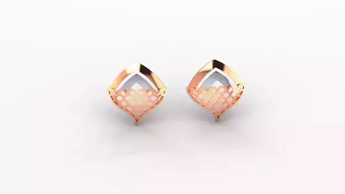 Wire Mesh Ultra Vision  Light weight Plain Gold Studs Earrings