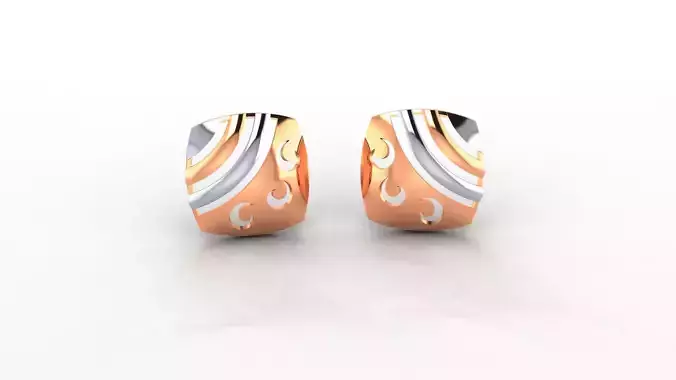 Square Ultra Light weight Plain Gold Studs Earrings 3dm stl obj 