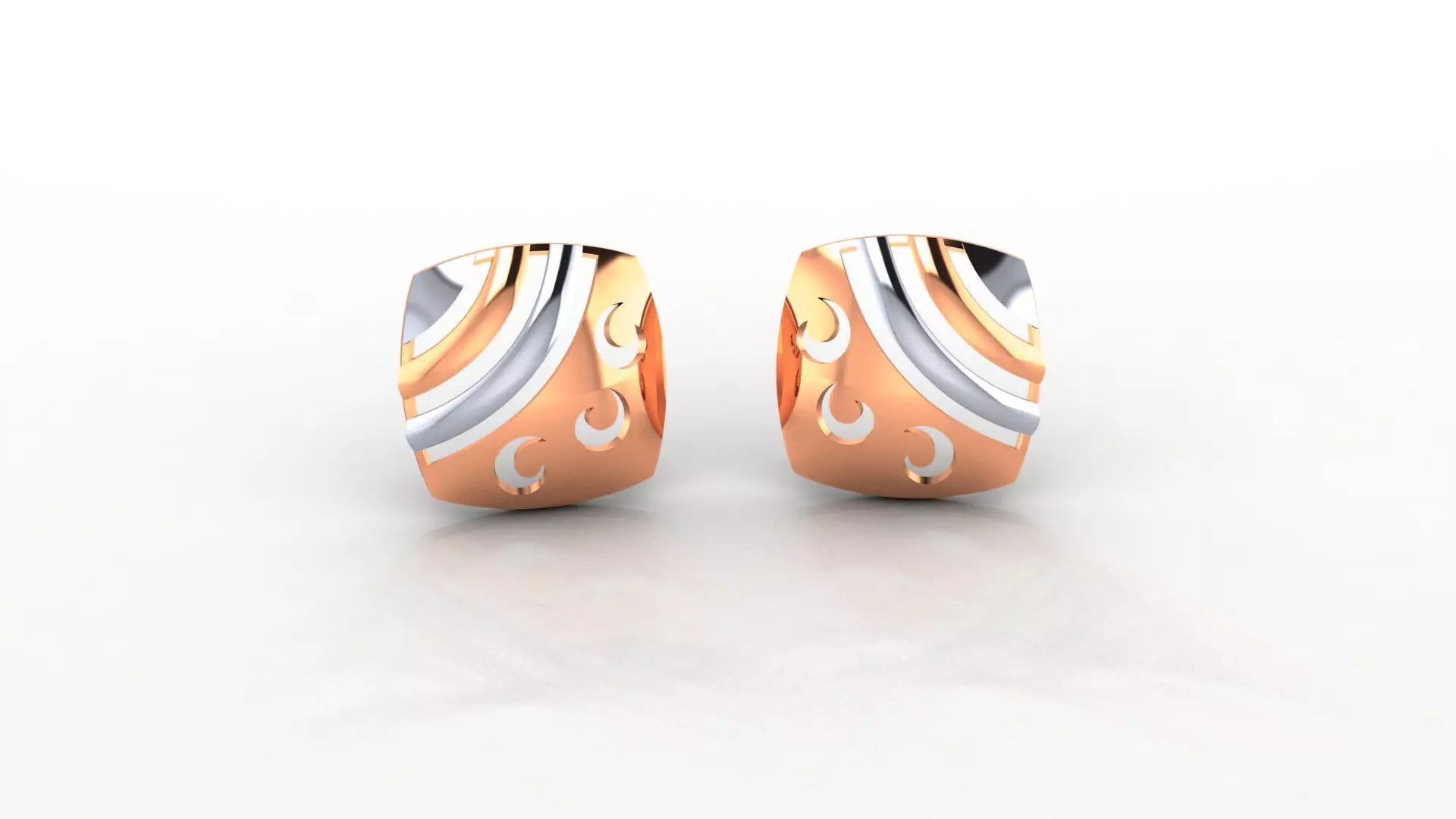 Square Ultra Light weight Plain Gold Studs Earrings 3dm stl obj 3D print model