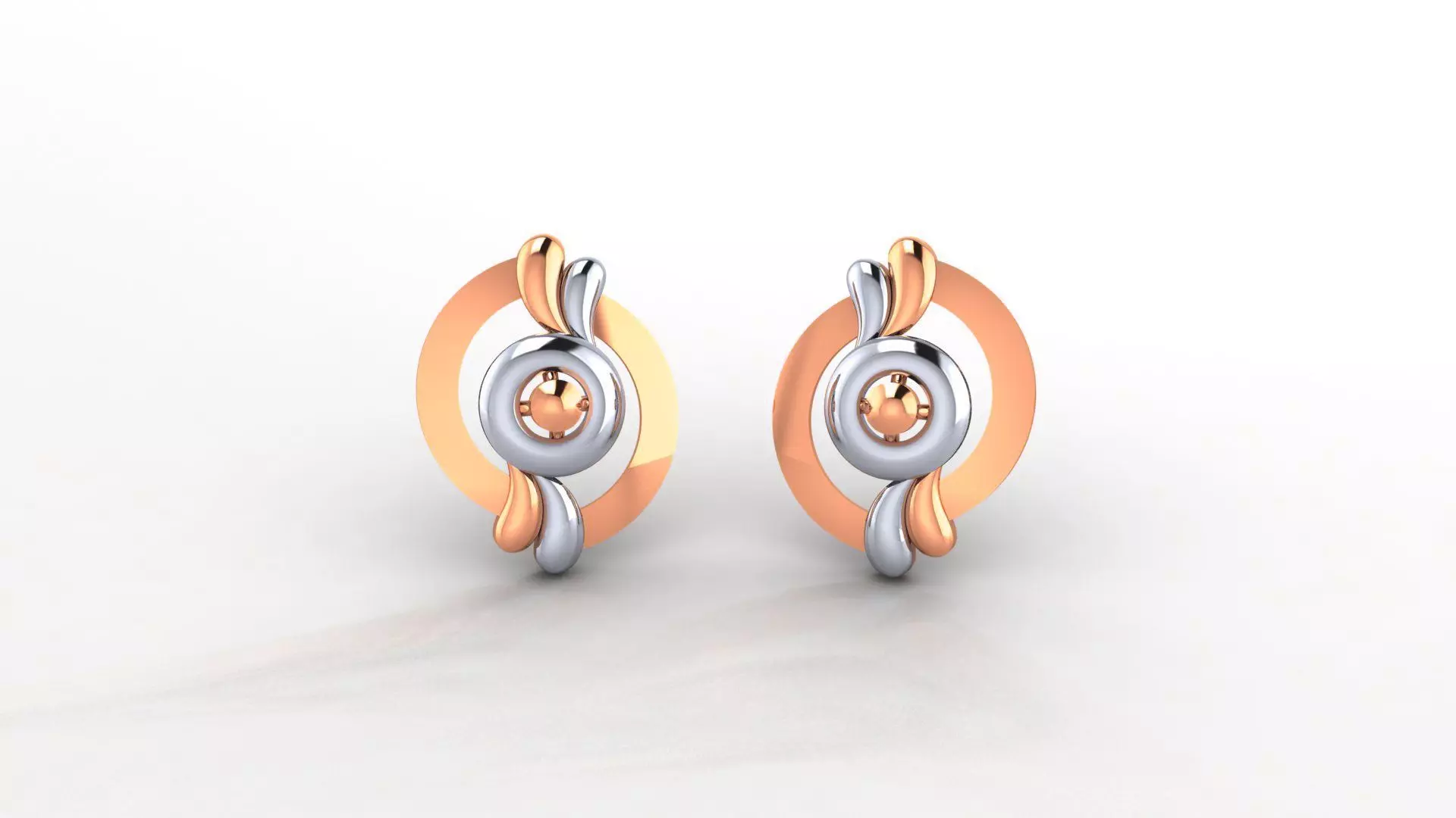 Flower Ultra Light weight Plain Gold Studs Earrings 3dm stl obj 3D print model