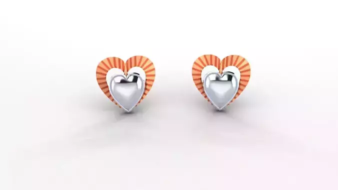Heart Love Ultra Light weight Plain Gold Studs Earrings