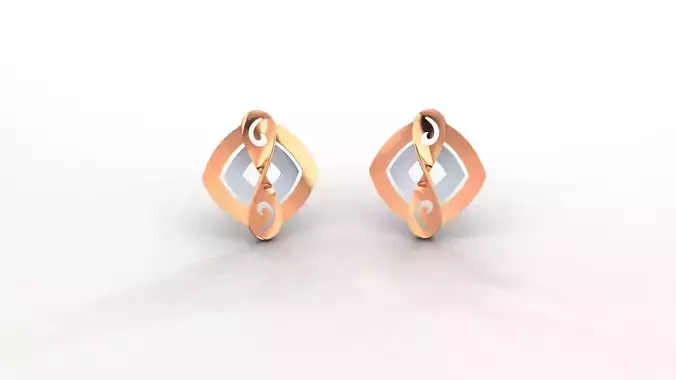 Twisted Ribbon Ultra Light weight Plain Gold Studs Earrings 3dm