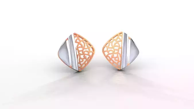 Wire Mesh Ultra Light weight Plain Gold Studs Earrings 3dm stl