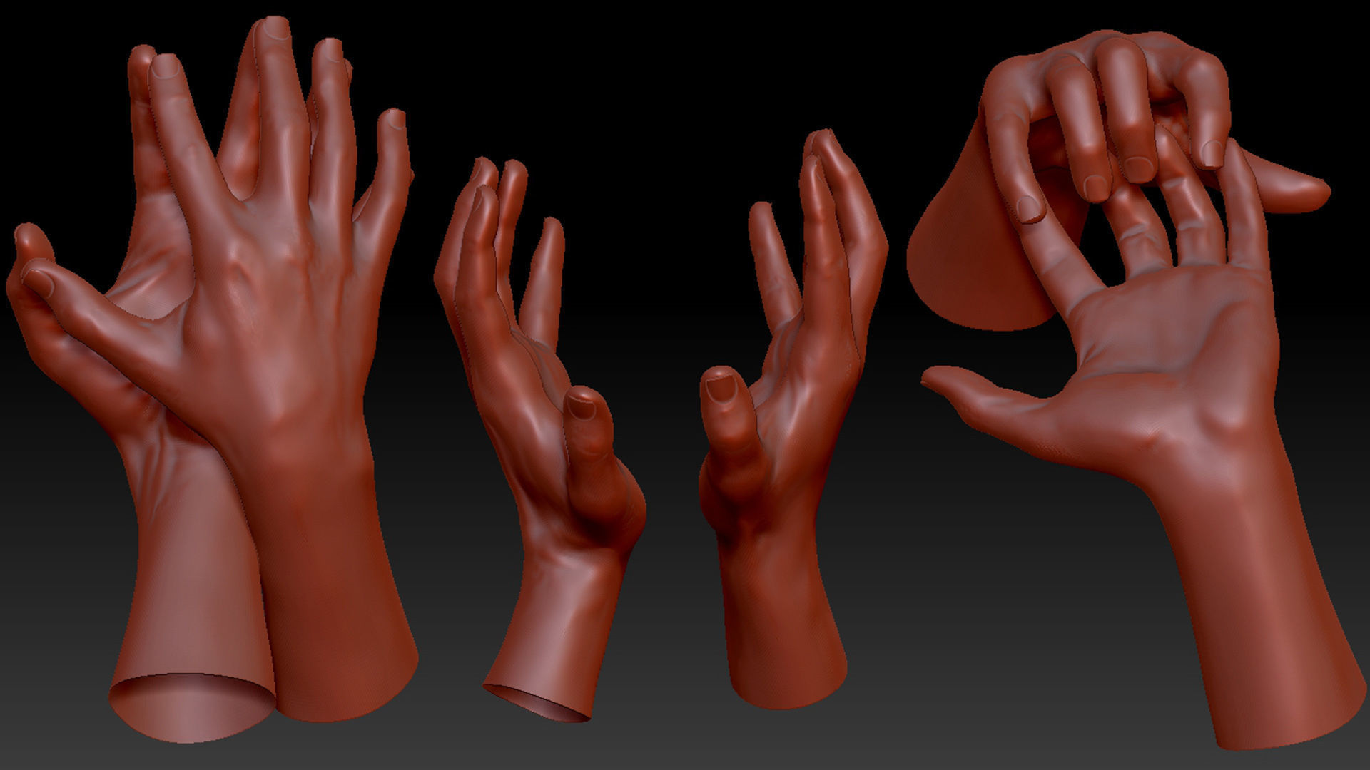 16 Posed Male Duo Hand Scans 3D model_1