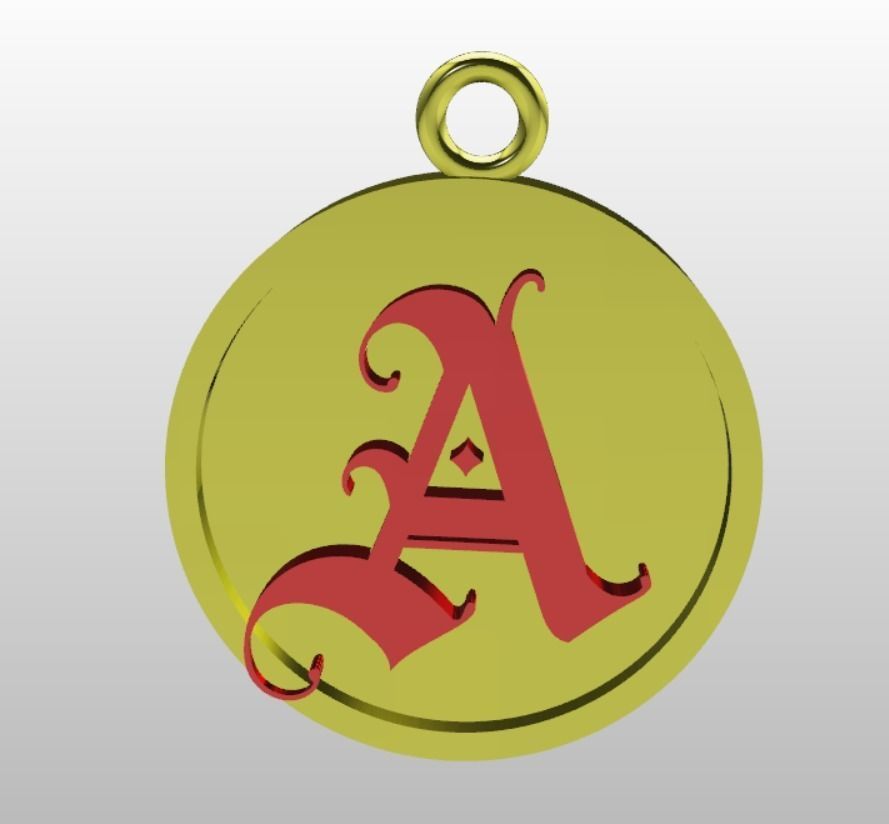 A Letter Pendant 3D Model 3D print model_8