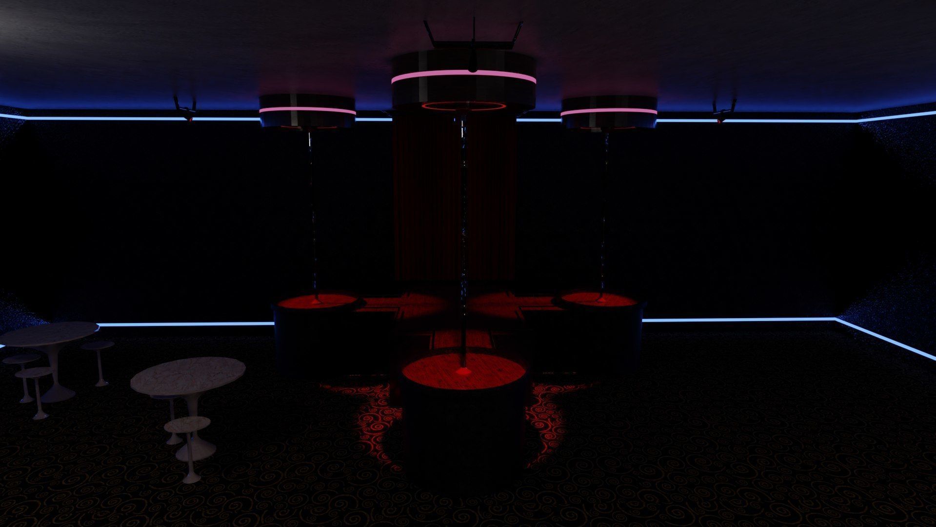 Strip Club Exterior and Interior 3D model_6