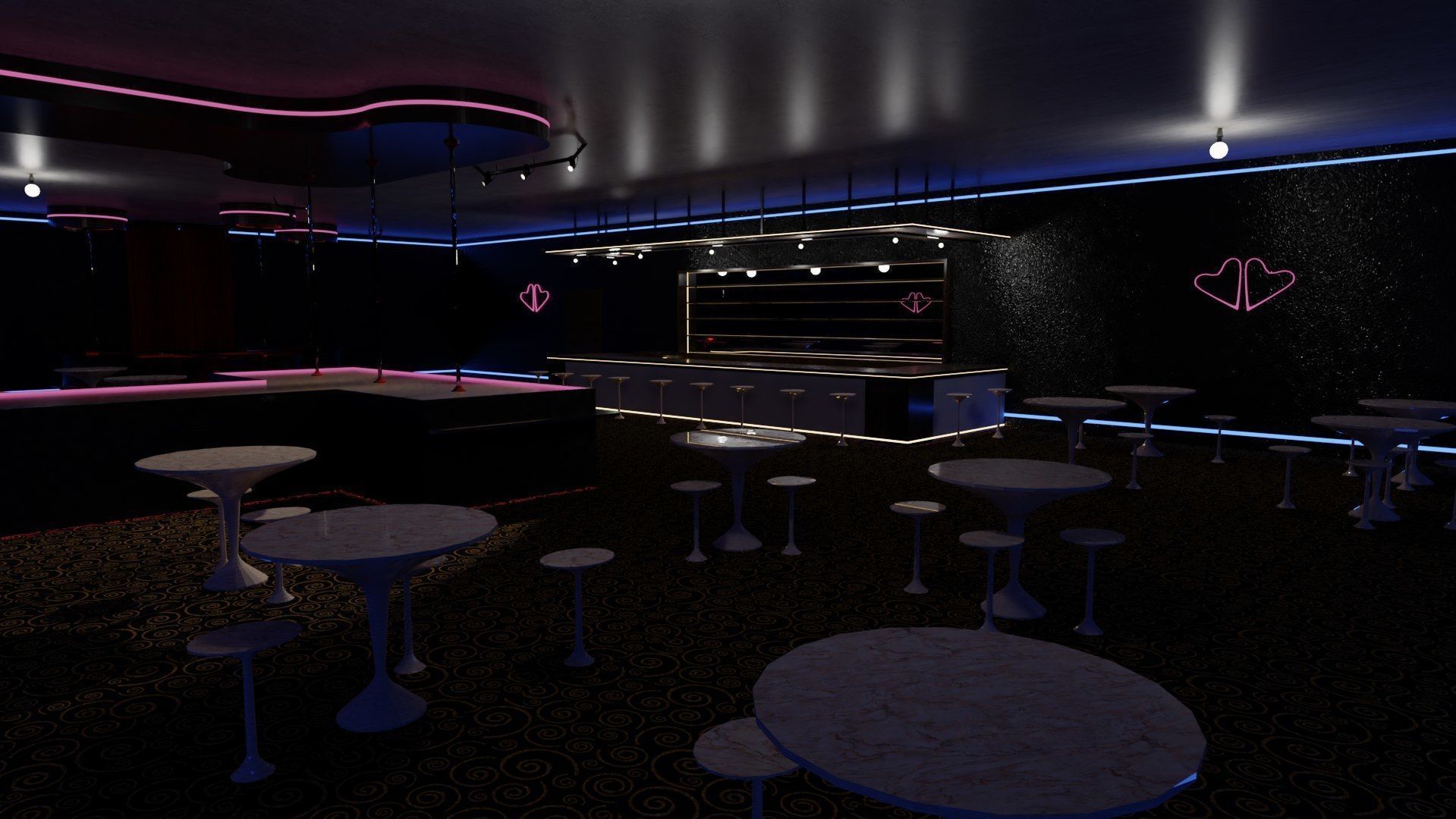 Strip Club Exterior and Interior 3D model_4