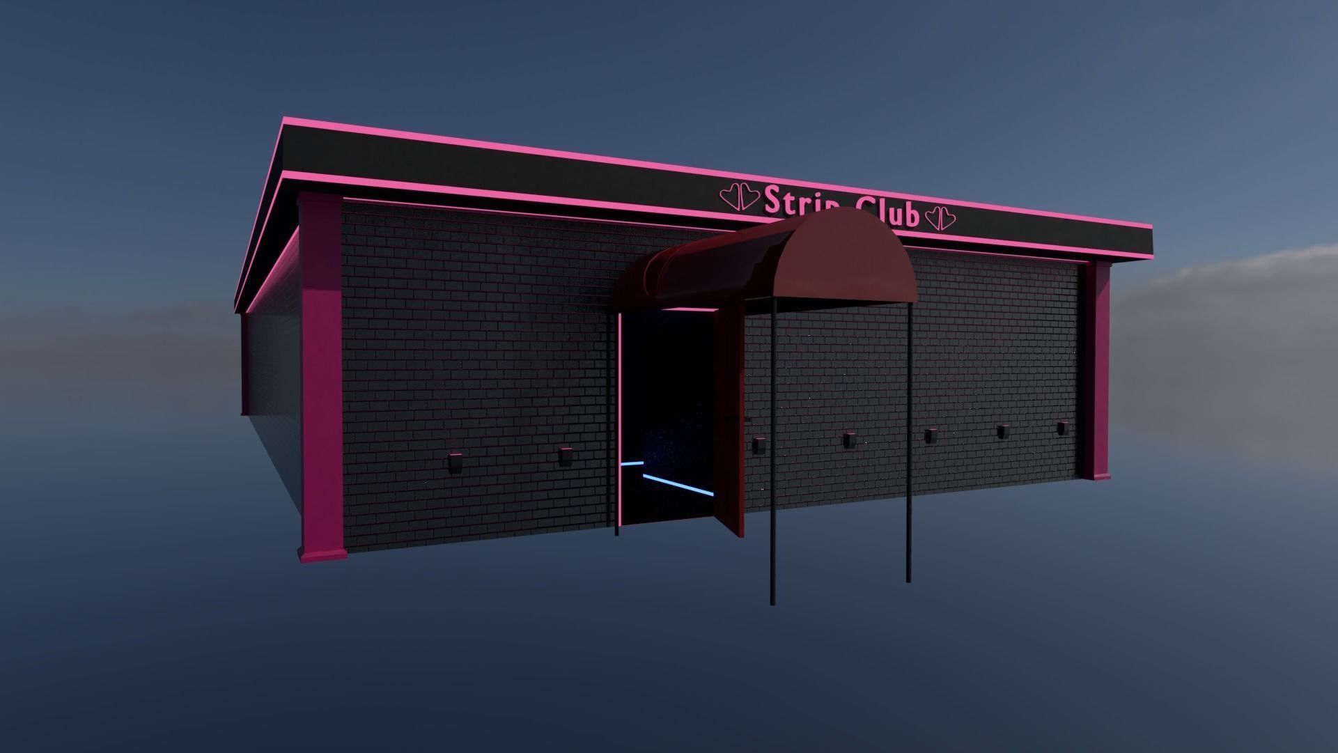 Strip Club Exterior and Interior 3D model_1