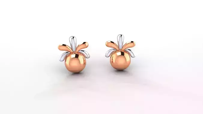 Beetles Ultra Light weight Plain Gold Studs Earrings 3dm stl obj 3D print model