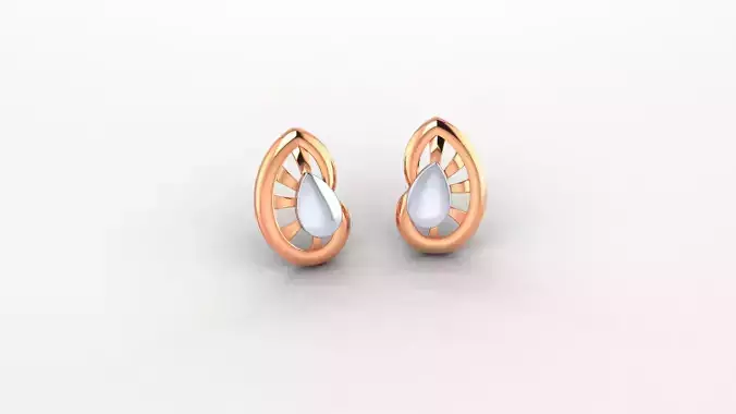 Leaf Ultra Light weight Plain Gold Studs Earrings 3dm stl obj