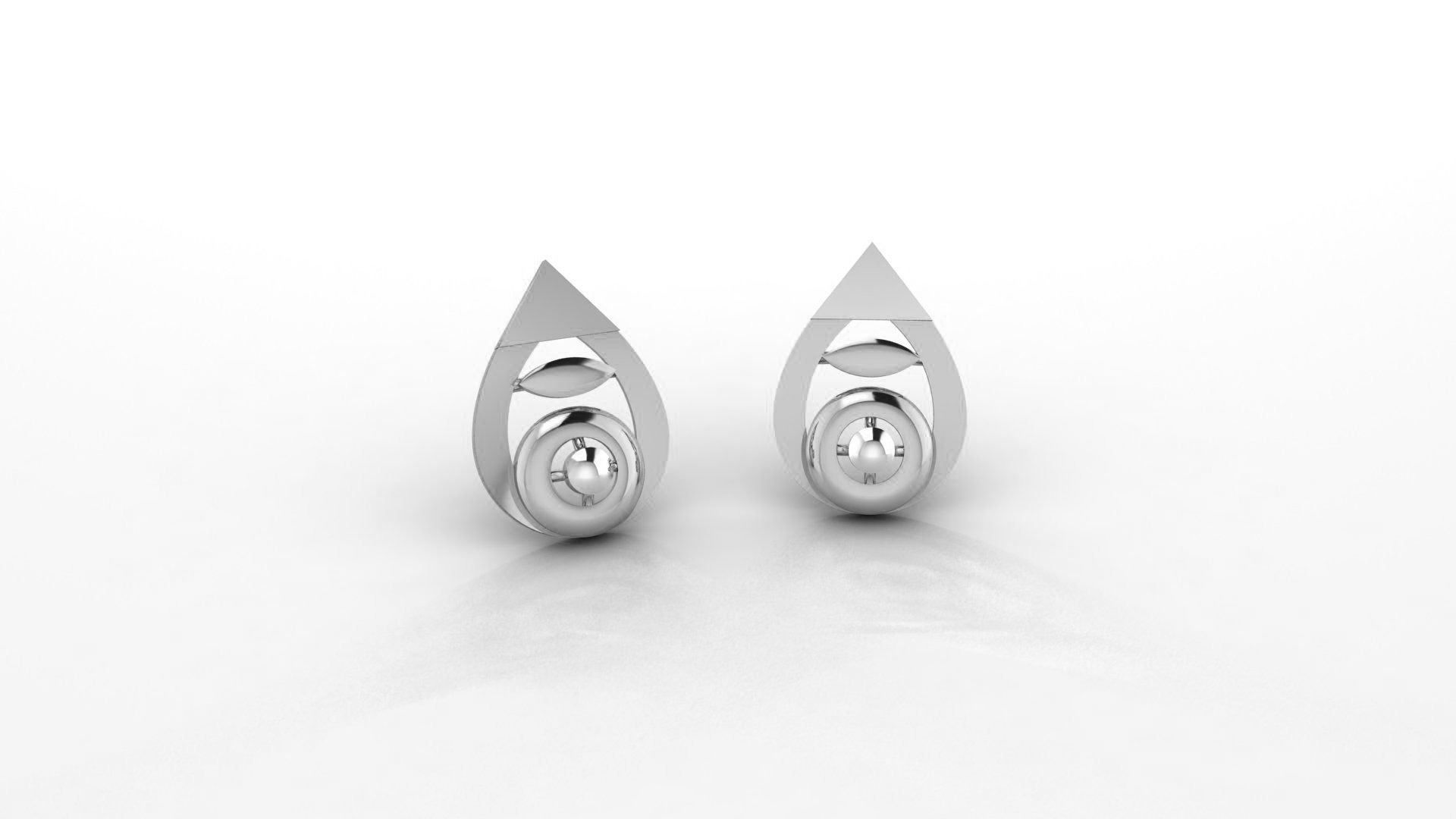 Pear Ultra Light weight Plain Gold Studs Earrings 3dm stl obj 3D print model_1