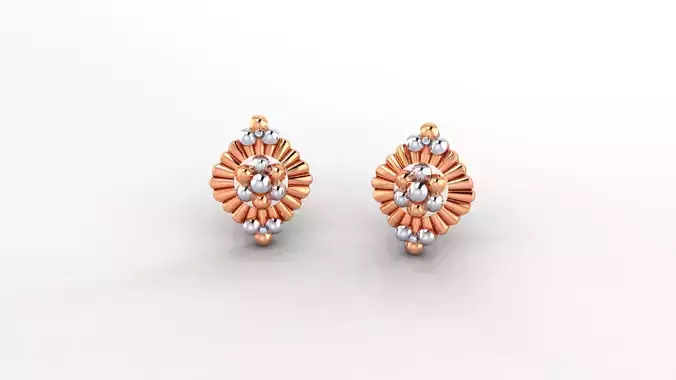 Flower Ultra Light weight Plain Gold Studs Earrings 3dm stl obj  3D print model