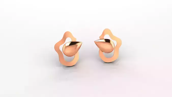 Pear Ultra Light weight Plain Gold Studs Earrings 3dm stl obj 