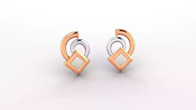 Gemoemtric Ultra Light weight Plain Gold Studs Earrings 3dm stl 3D print model