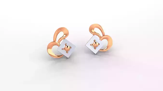 Geometric Flower Ultra Light weight Plain Gold Studs Earrings