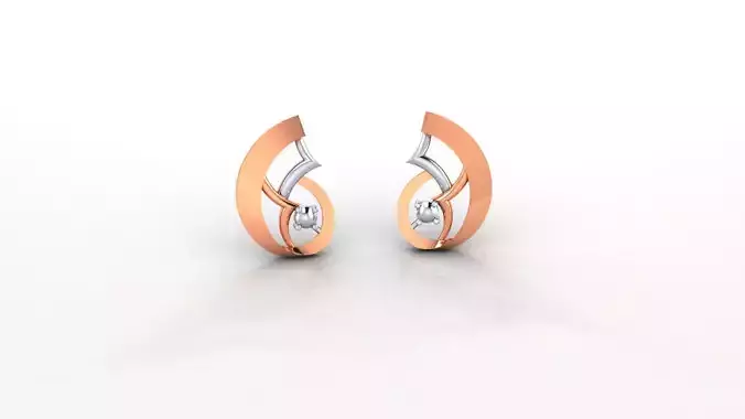 Wire Ultra Light weight Plain Gold Studs Earrings 3dm stl obj 