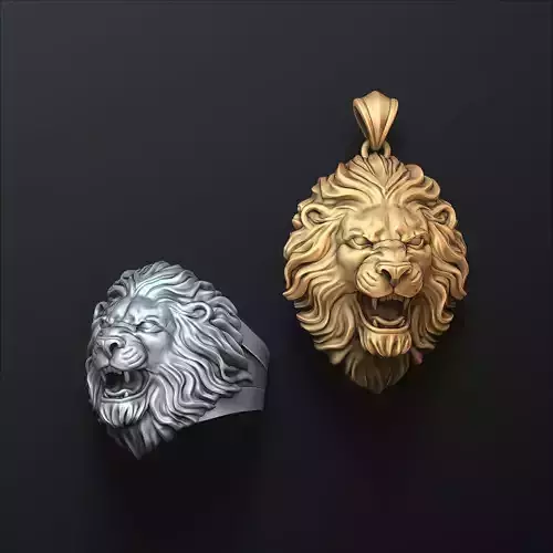 Lion ring pendant v2 set