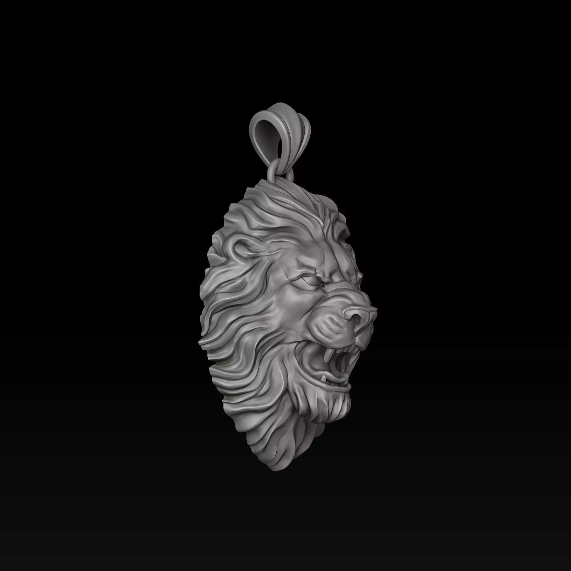 Lion ring pendant v2 set 3D print model_6