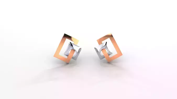 Geometric Ultra Light weight Plain Gold Studs Earrings 3dm stl 