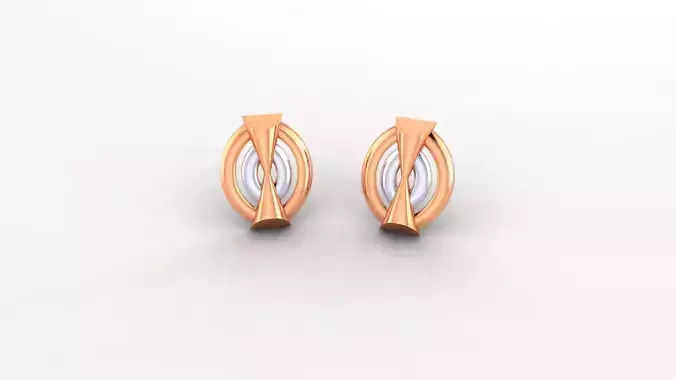 Geometric Ultra Light weight Plain Gold Studs Earrings 3dm stl 