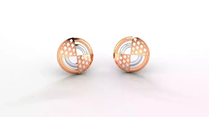 Wire Mesh Ultra Light weight Plain Gold Studs Earrings 3dm stl 